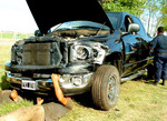 23/01/2008: CHOQUE MULTIPLE SIN HERIDOS EN LA PANAMERICANA.  La Dodge Ram choc� contra la parte posterior de la H1. 